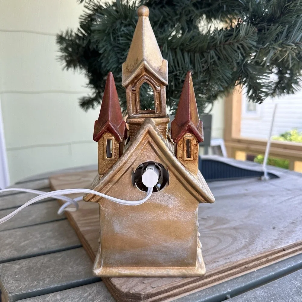 Vintage Cracker Barrel Christmas Village Light-up Angel In A Church Light‎ W/Box